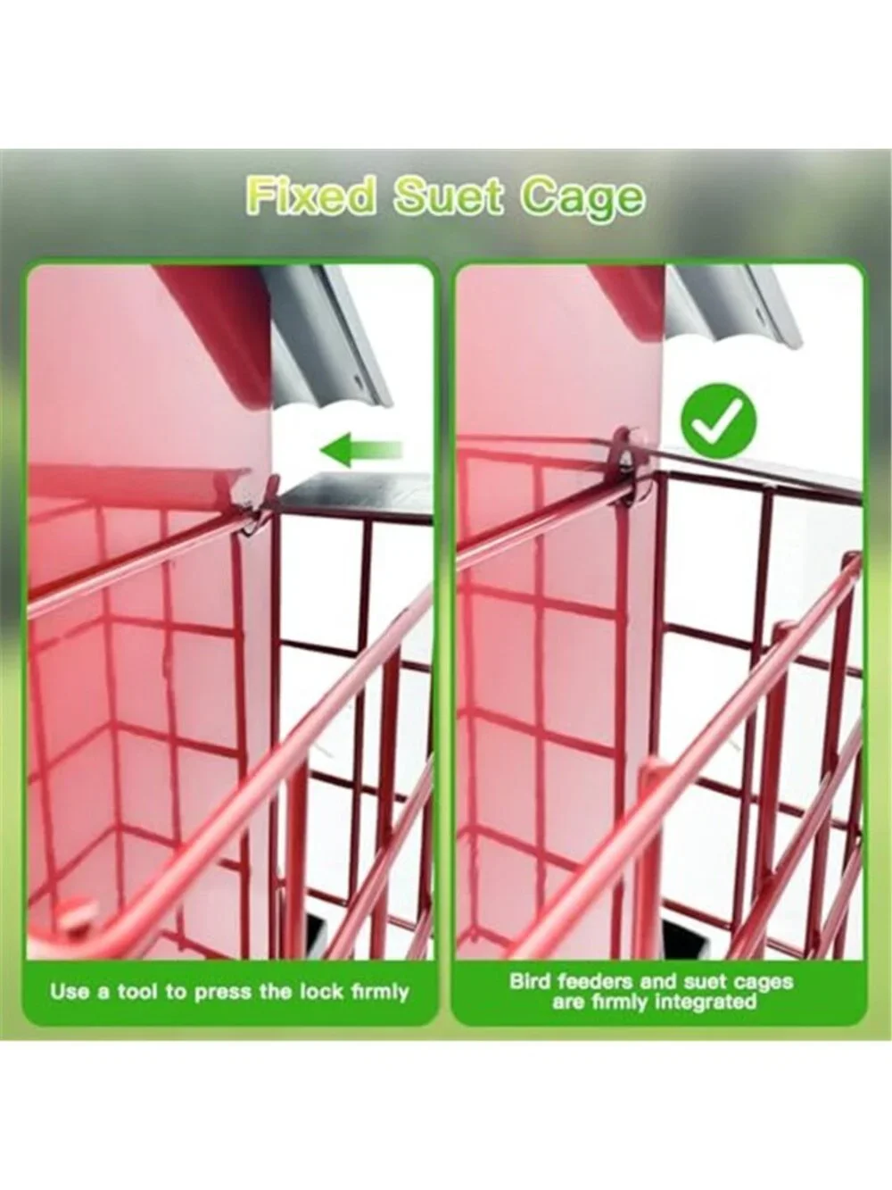 Bird Feeders for Outdoors Hanging, Metal Bird Feeder with Double Suet Cage Cake